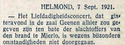 Mededeling dat het concert niet is doorgegaan. concert ging niet door
